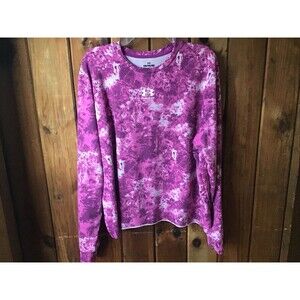 Under Armour Purple Tie Dye Jersey Long Sleeve XXL Raw Hem Athletic Sweatshirt